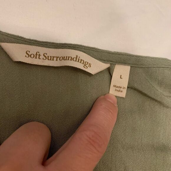 Soft Surroundings L boho loose fit embroidered long sleeves maxi dress tassels - Picture 3 of 9